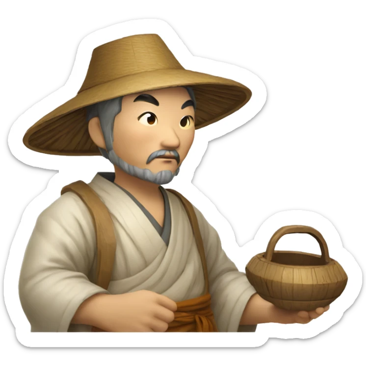 Lu Ban is a legendary figure in Chinese mythology, depicted as a clever craftsman often wearing wide robes, a broad-brimmed hat, and carrying woodworking tools. 🛠️🎩👕 sticker