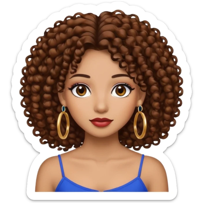 One, Puerto Rican, fair skin brown hair it has to be straight with earrings and makeup. I would like the earrings to be hoop and my best friend by my side is caramel skin color with curly black hair. sticker