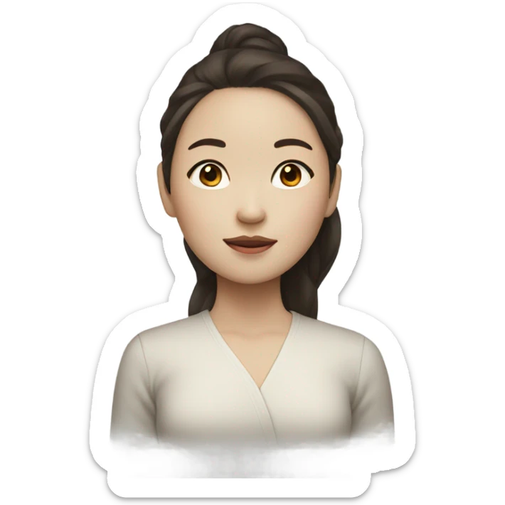 a girl with WHİTE skin LONG BROWN WAVY hair  chinese girl BROWN hair little nouse full lips LONG HAİR  sticker