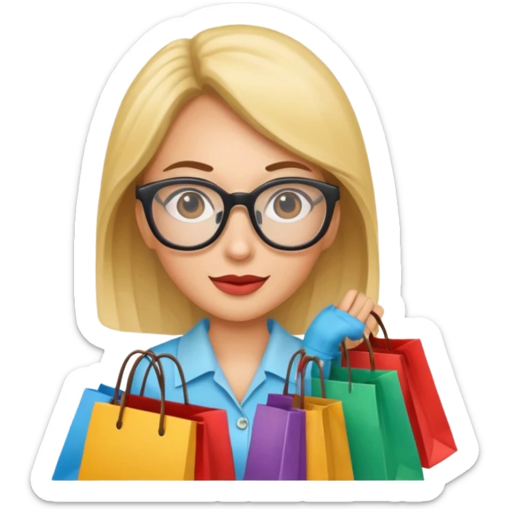 gincer woman with glasses holding shopping bags sticker