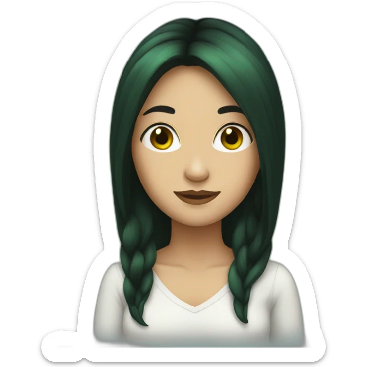 Green woman, long black hair sticker