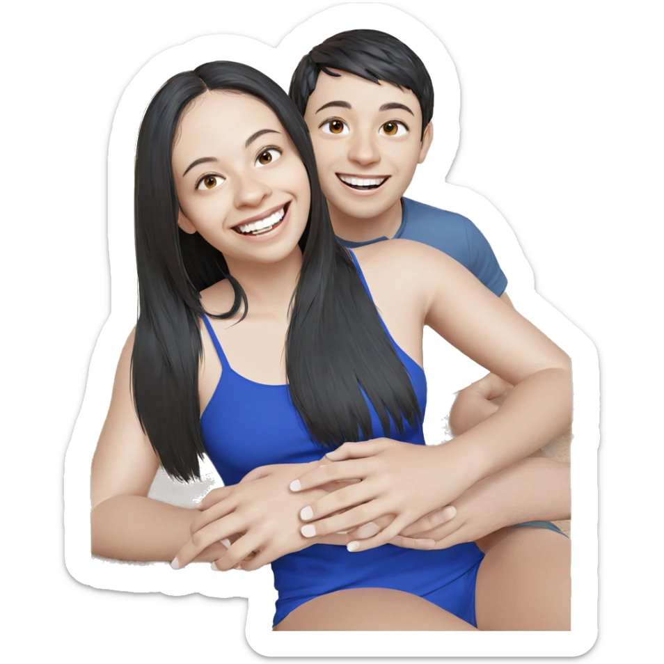 couple smiling in the sun sticker