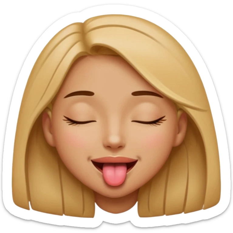 girl naked with eye close andtongue sticker