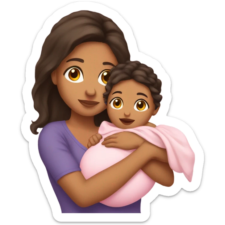 hispanic girl holding 2 month old baby girl sticker