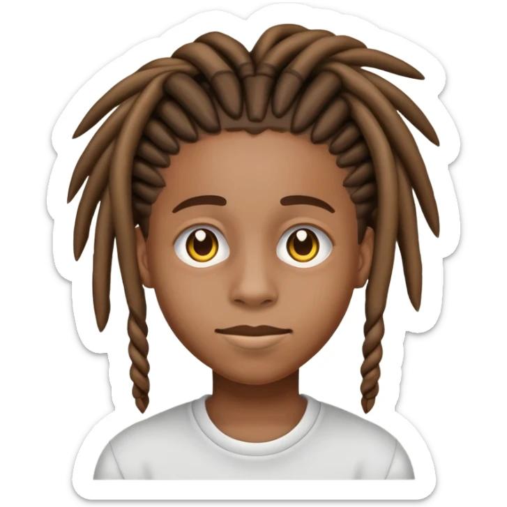 Creat an apple style emoji of a african american teen with hightop dreads sticker