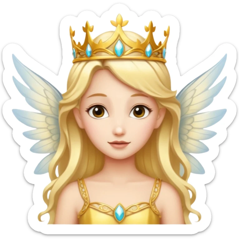 Beautiful fairy queen with angel wings and golden tiara sticker