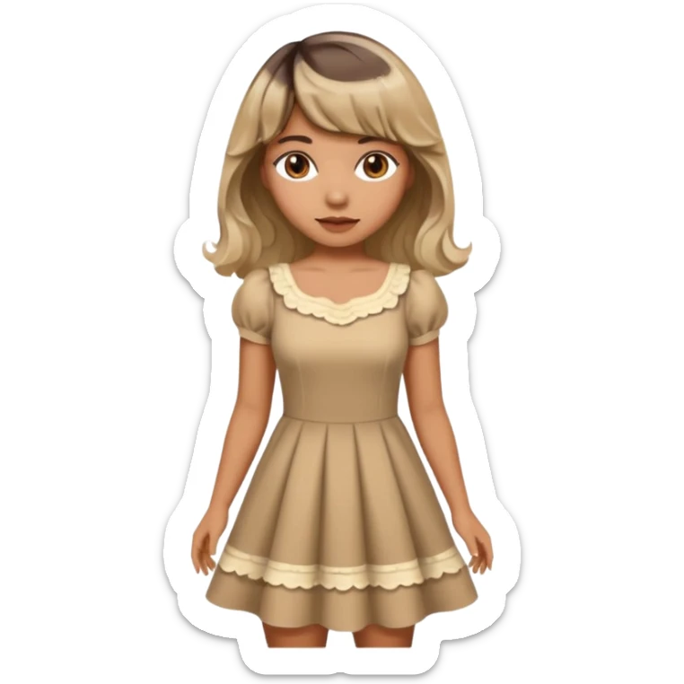 latina lady in a cute dress with bleached and brown wavy hair with bangs sticker