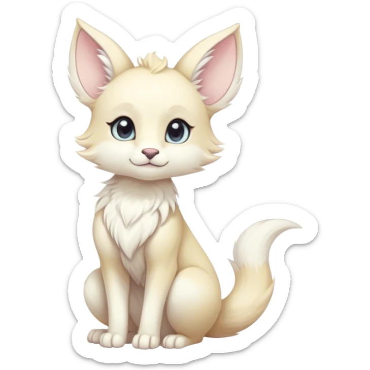 Kawaii bright fantasy ethereal anthro fursona animal with a tufted tail and round ears sticker