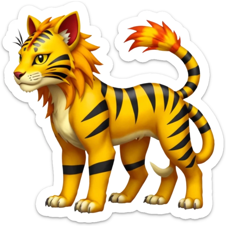 Pyroar-Torracat-Luxray-Tigress-Tiger-Liger-Hybrid-Fakemon-hybrid-Creature (full body) sticker
