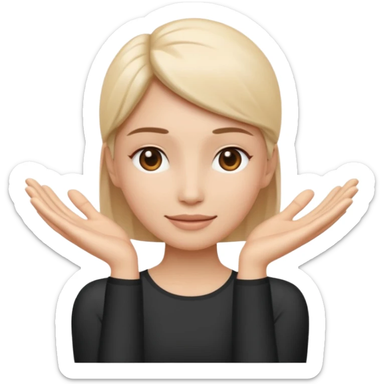 Minimal wellness-style emoji showing skin tightening, a hand gently lifting and supporting facial skin upward, subtle lifting gesture, smooth contours, natural and calm look, non-medical, non-cosmetic, no makeup, no injections, no surgery, clean, modern, trustworthy wellness aesthetic sticker