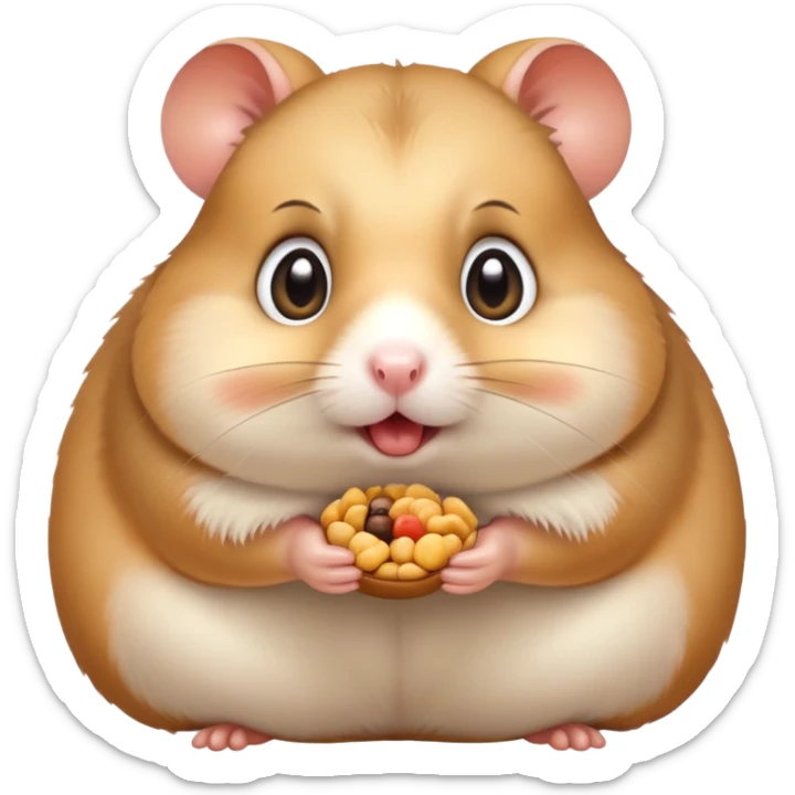 surprised hamster with puffed cheeks full of food, wide eyes sticker