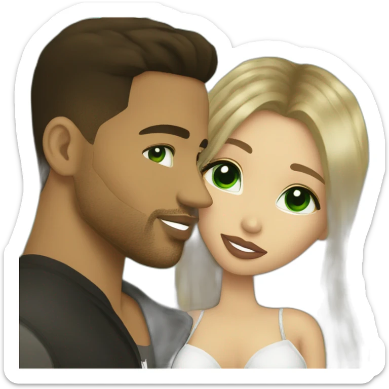 kiss-kiss romeo santos and girl green eyes and very long dark blond hair sticker