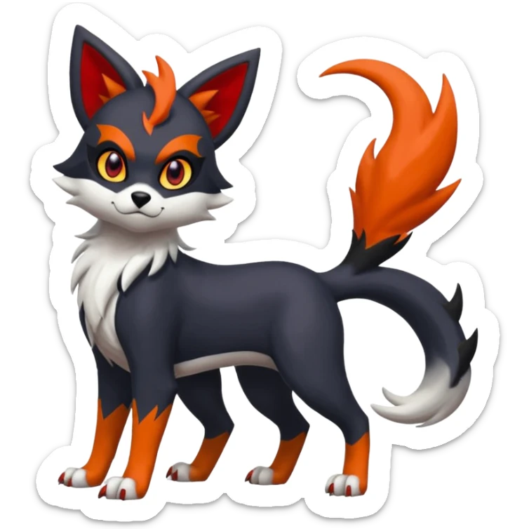 Delcatty-Litten-Houndour-Zorua-Absol-Sprigatito-fusion, full body sticker