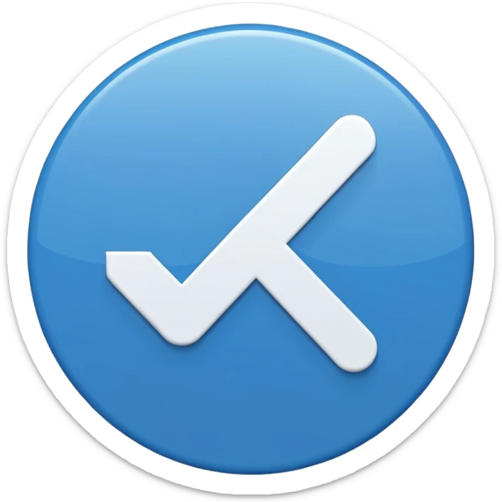 A white right ✔tick symbol on blue circle similar to verified badge sticker