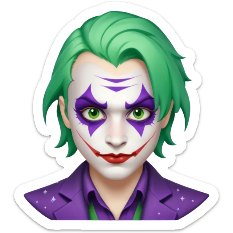 Glitter Purple and White Joker Gangster Green Hair sticker