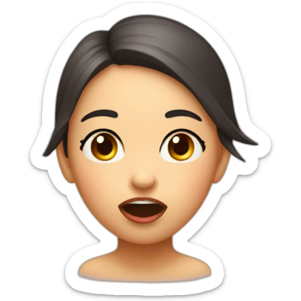 Girl with closed eyes open mouth stretching tongue wide out and looking up sticker