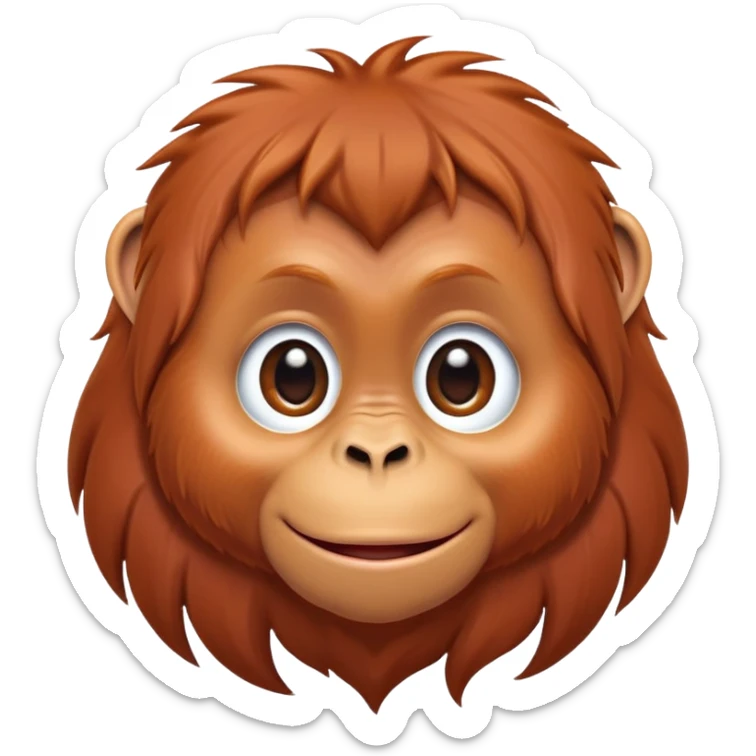 cinematic-cute-orangutan-baby-portrait-emoji,-head-tilted-playfully-and-inquisitively,-with-a-gentle,-expressive-face-accented-by-soft,-flowing-fur-and-round,-sparkling-eyes-brimming-with-warmth,-simplified-yet-irresistibly-adorable-feature sticker