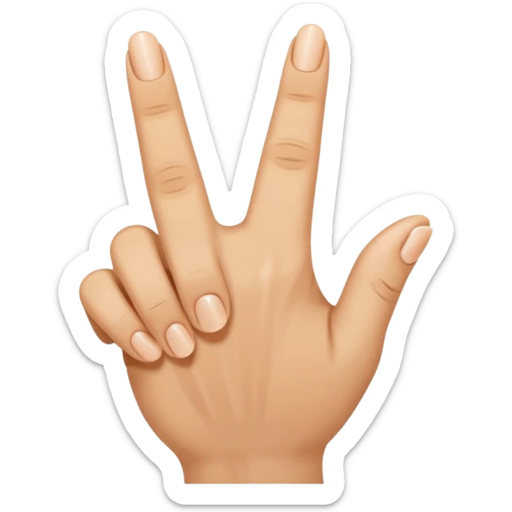 Hand with thumb and index finger and middle finger up and ring finger and pinky down sticker