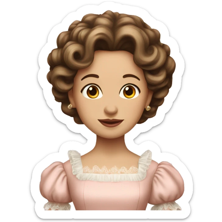 vintage rococo mixed woman with brown hair in a light pink gown  sticker