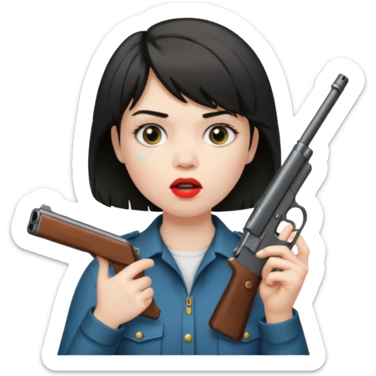 short hair girl with mullet putting gun in her mouth sticker