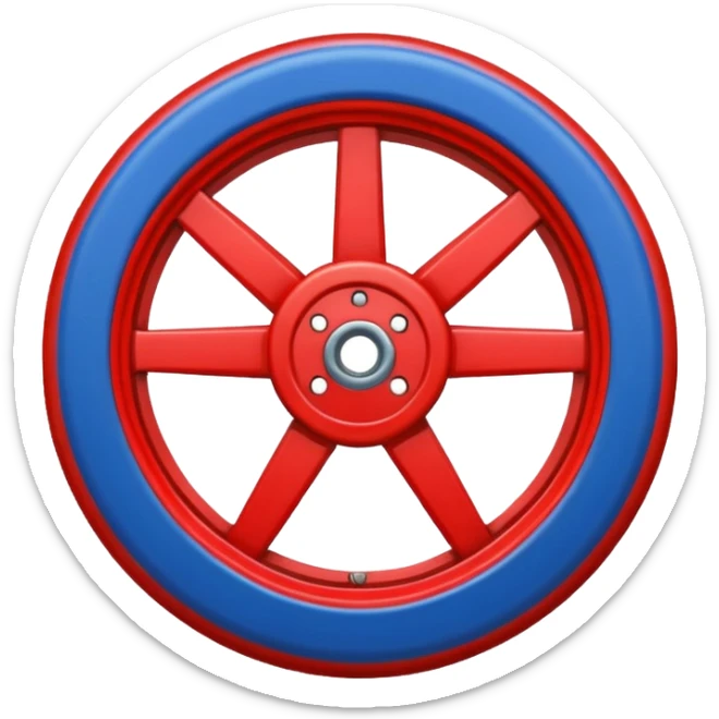 Une bande Bleu en haut et une verte en bas avec une roue rouge au milieu sticker
