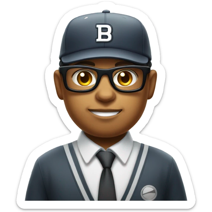 Mulatto umpire confident business young adult cat pfp with smart glasses With a serious face sticker