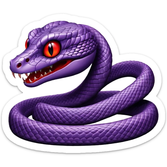 purple snake with glowing eyes and a sinister grin, scary and simple like the spider emoji sticker