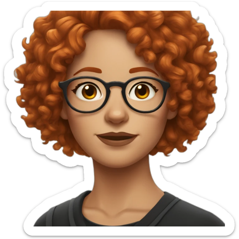 curly redhead woman wearing harry potter glasses and lightning bolt scar on the side of her forehead sticker