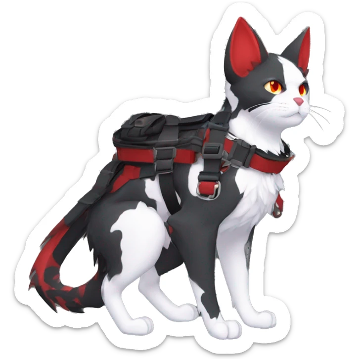 cool edgy black punk red ethereal fantasy nargacuga-bat-cat-Fakemon collar harness full body sticker