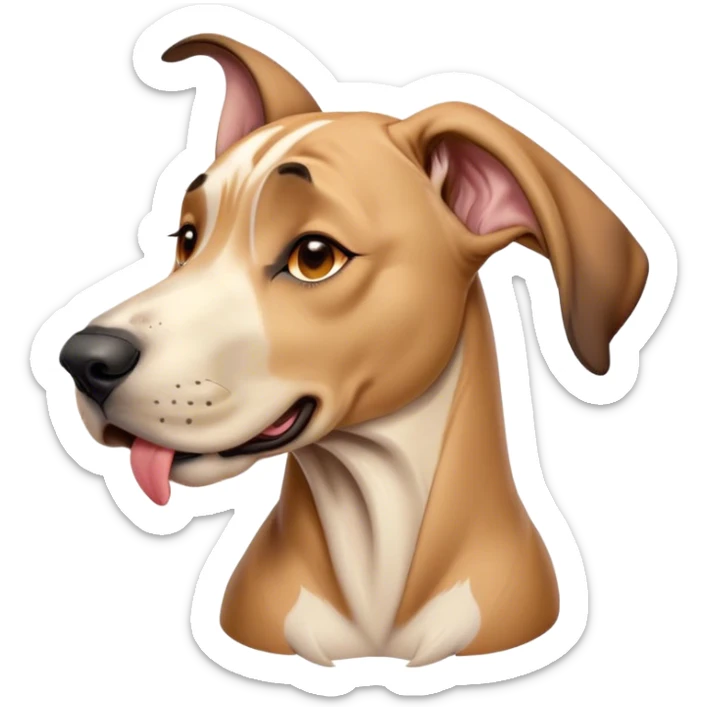 Cinematic Cute Yawning Fawn Great Dane Portrait Emoji, Head tilted slightly with a dramatic, wide-open yawn, revealing a smooth fawn Fur with a refined texture, floppy ears slightly drooping, round amber eyes barely open in drowsy contentment, Simplified yet irresistibly adorable features, highly detailed, glowing with a soft, cozy glow, high shine, relaxed yet expressive, stylized with a touch of whimsy, bright and endearing, soft glowing outline, capturing the essence of a sleepy yet affectionate guardian, so drowsy it feels like it could stretch out of the screen and curl up for a nap! sticker