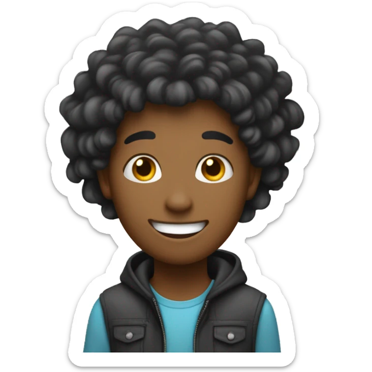 an emoji which shows that a person is very excited and the person can be a teenager. the hairs can be black and the skin tone can be fair and the eyes can be look like stars to show excitement. sticker