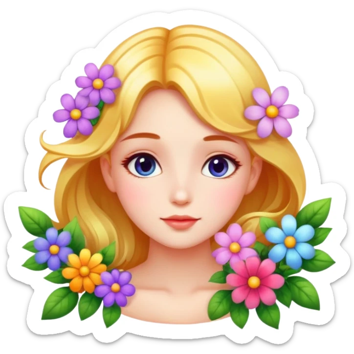 Dreamy pretty shiny colorful flower girl aesthetic sticker