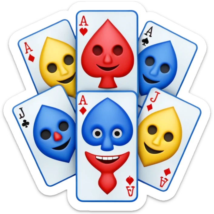 bunch of poker cards, with crazy colorful jolly jokers inside sticker