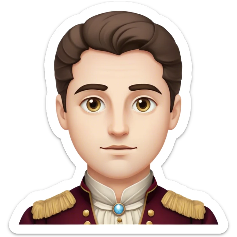 Cinematic Realistic Chopin Portrait Emoji, depicted as an introspective composer with expressive eyes and period attire, rendered with rich textured detail and soft classical lighting that captures his emotive musical genius. sticker