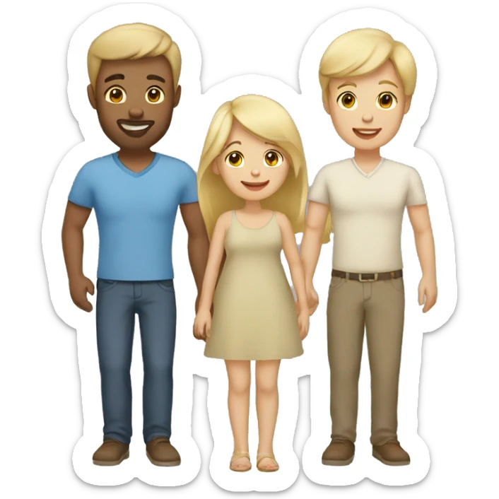 family of three, blond woman, tan, dark haired man and their baby boy sticker