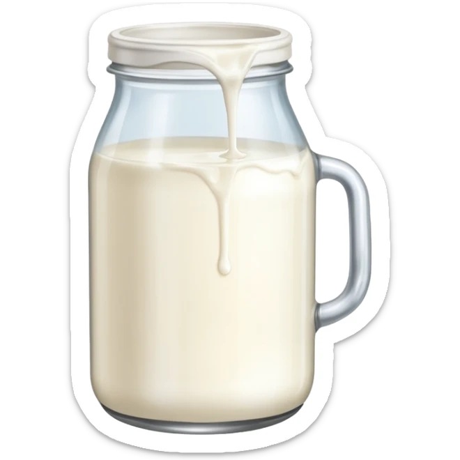 a jar of milk but the top is sticky and its dripping sticker