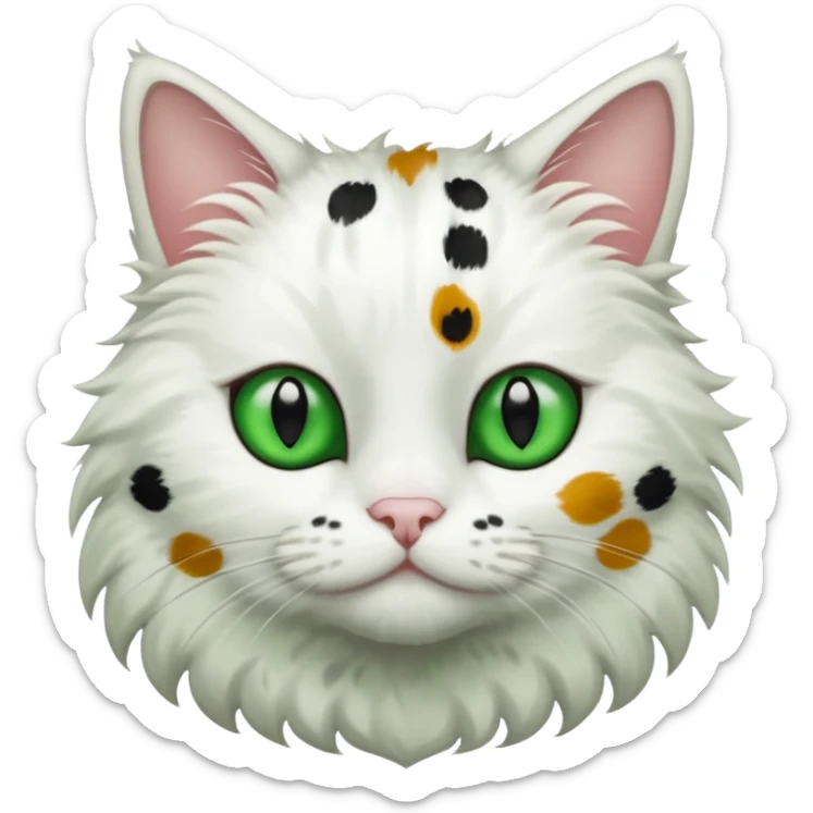um gato branco com manchas pretas  olho preto e verde só manchas pretas corpo completo sticker