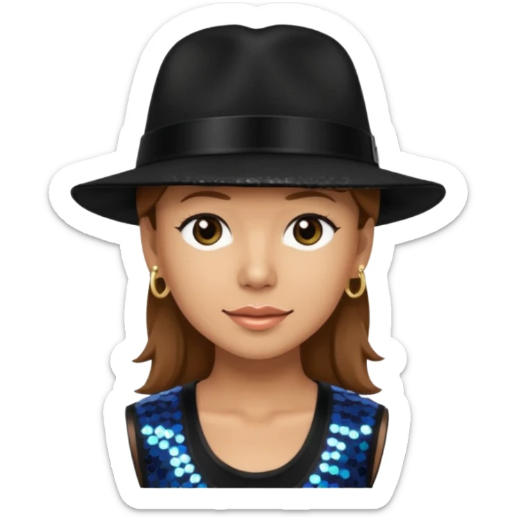 Donnie Wahlberg from NKOTB with light brown hair, black sequin crop top and hat sticker