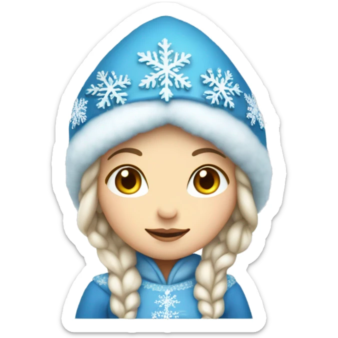 Snow Maiden girl in a blue dress lush warm and kokoshnik sticker
