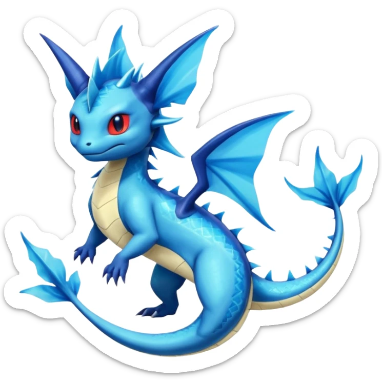 Salandit-Vaporeon-Salamence-hybrid-fusion (full body) sticker