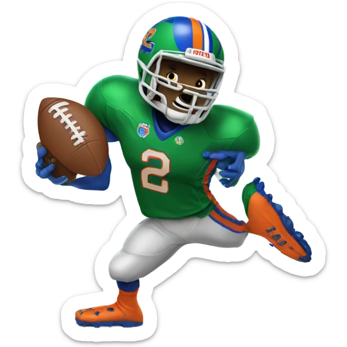 A gator in a epic gators tv football jersey playing football sticker
