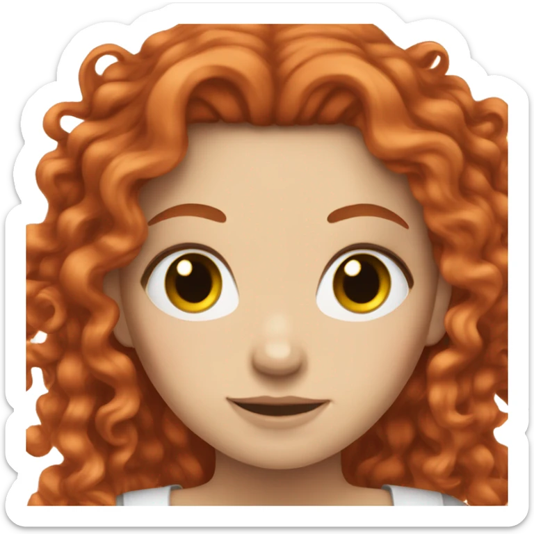 White girl with red curly long hair sticker