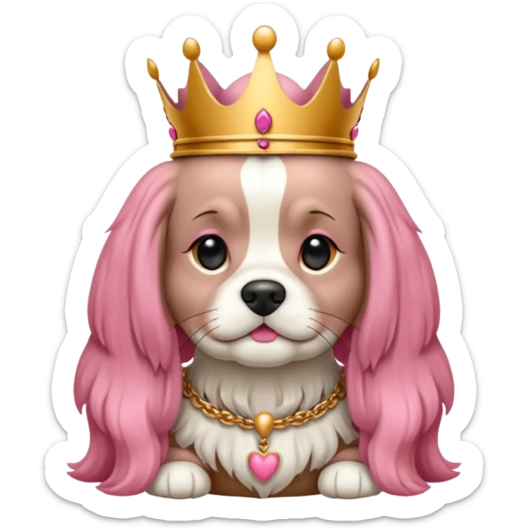 bana şaşkın suratlı yavru king charles köpek yüzü yarat, dişi köpek ve yavru olduğu belli olsun sticker