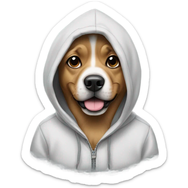 Dog wearing a hoodie sticker