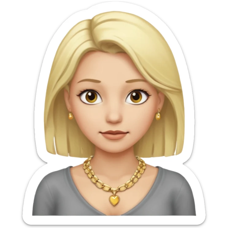 Female with Gold Necklace, grey skin,blonde hair, different expressions. sticker