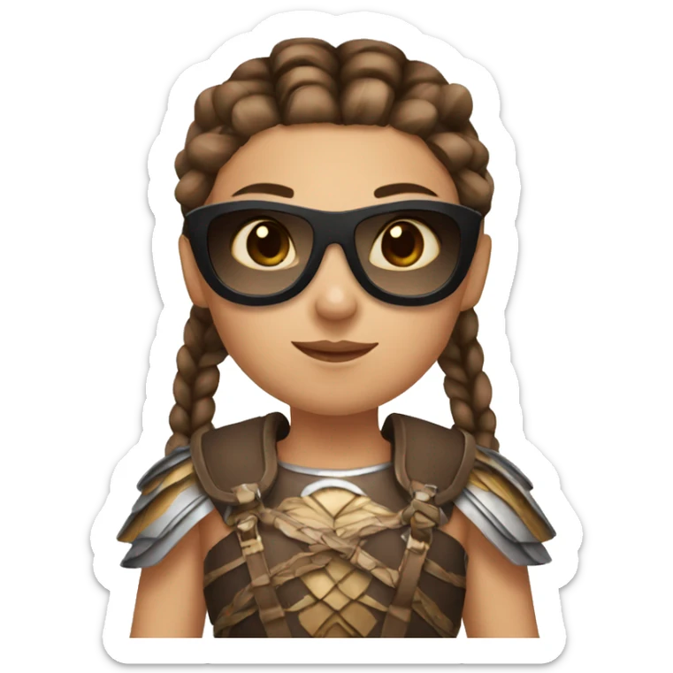 Girl gladiator with French braids, brown hair and sunglasses sticker