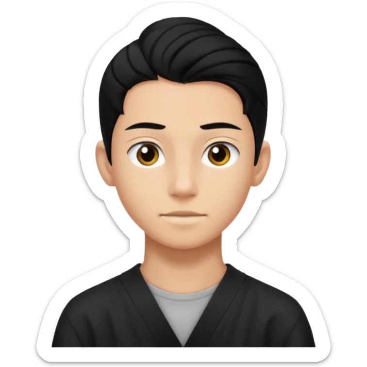 homme cheveux noir long attaché sans cheveux dépassant  16 ans, un peu bronzé sticker