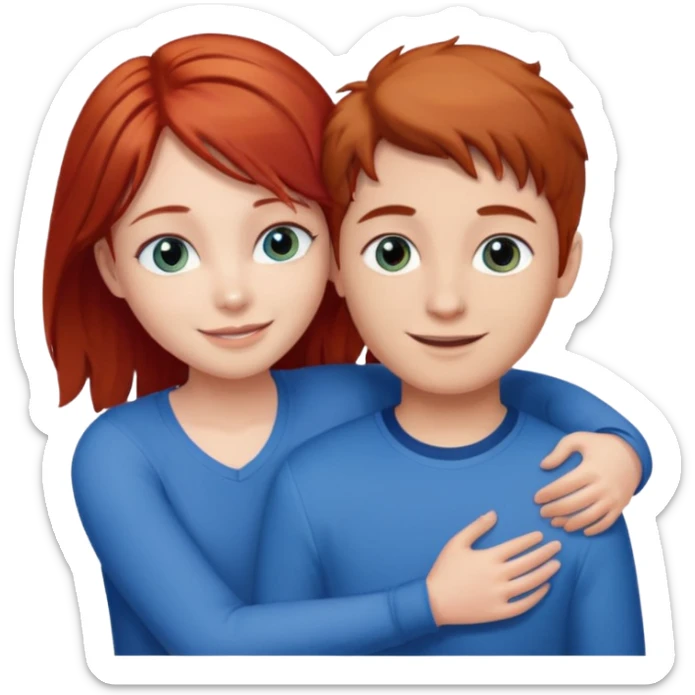 Red hair girl with blue eyes and brown hair boy eith hazel eyes love  sticker