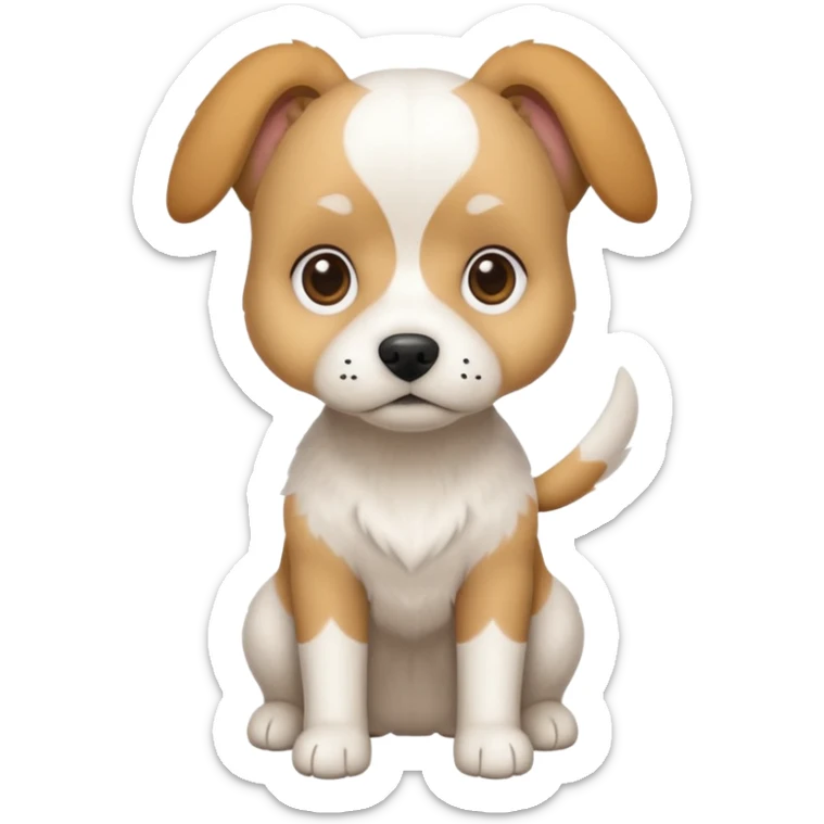 a full body white beagle x maltese x chi dog the size of a kelpie with light brown ears and a light brown patch on one eye sticker