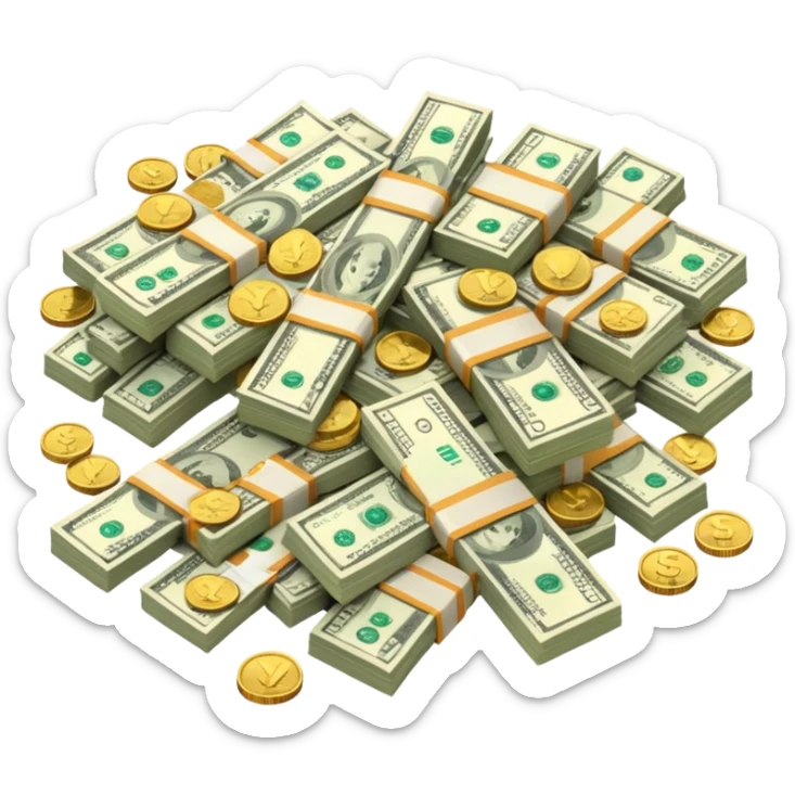 It's an image of money such as coins and bills, but there's only one or two neatly sticker